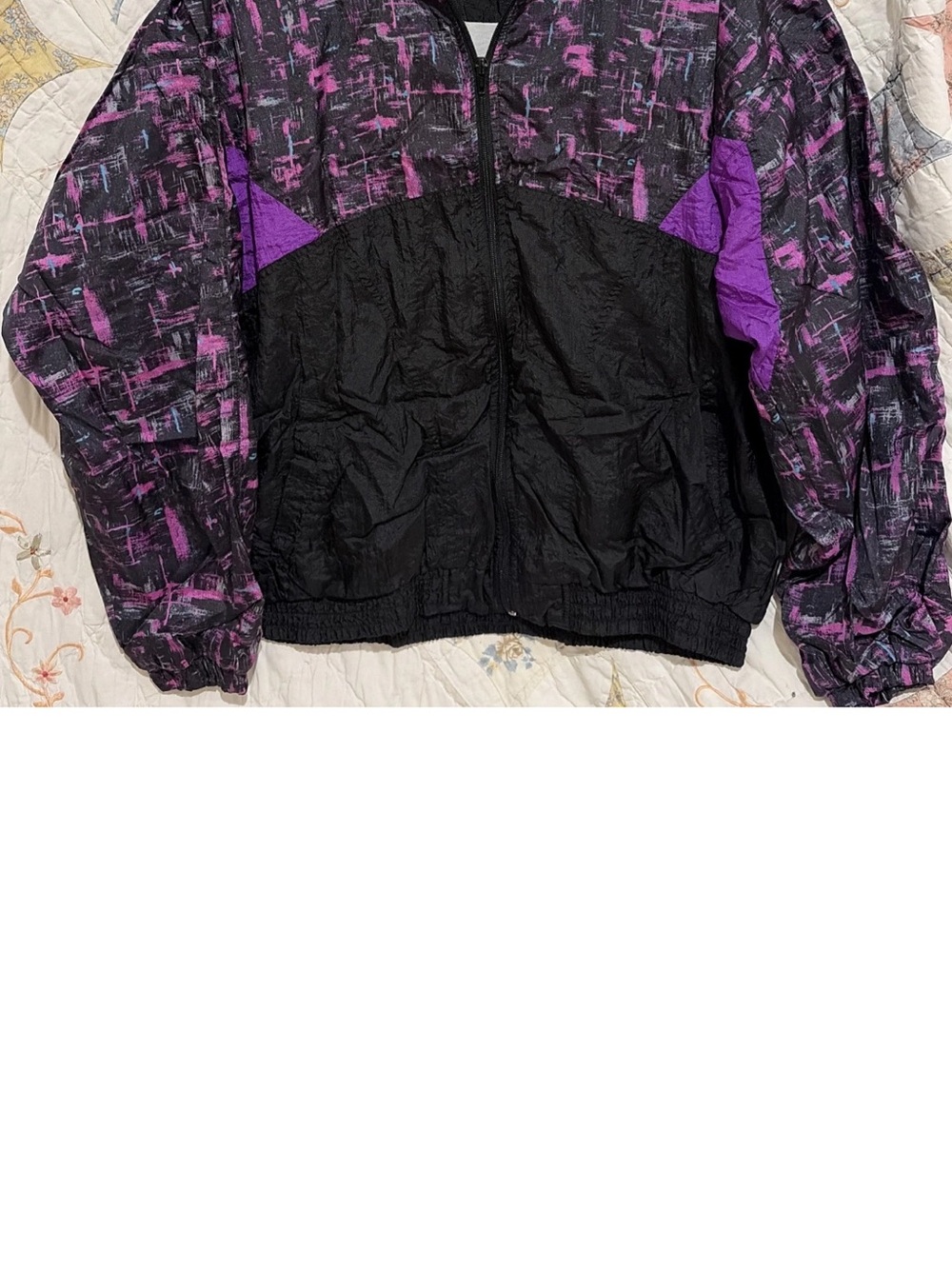 Y2K Black and Purple Colorblock Women's Bomber Jacket